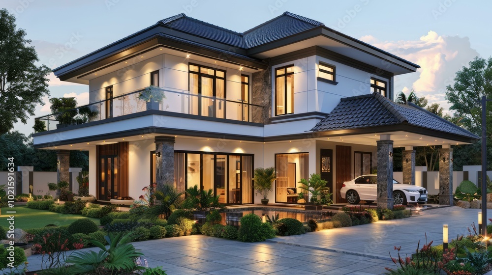 Modern Luxury House Exterior Design Illustration Modern Luxury House Exterior Design Illustration