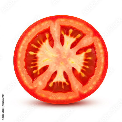 red tomato slice isolated on white background