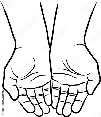 sketch of folded in handful hands 