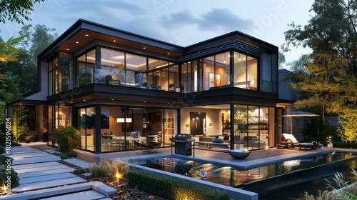 Modern Luxury Home Exterior Design Illustration