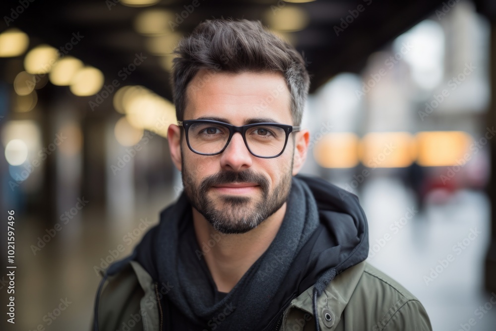 Handsome man with glasses over blur background. Looking at camera. Handsome man with glasses over blur background. Looking at camera.