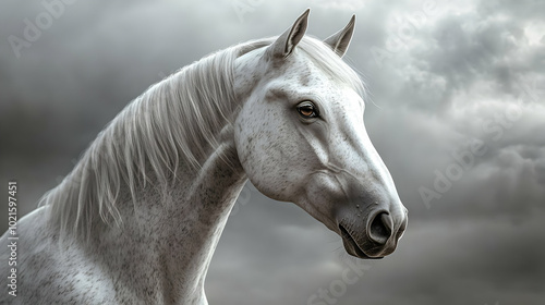 White Horse Portrait Illustration