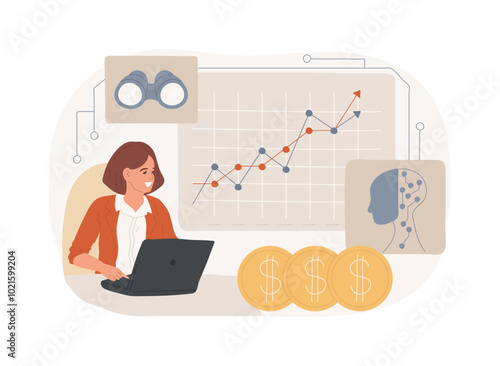 AI-Enhanced Financial Forecasting abstract concept vector illustration.