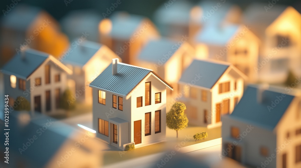 custom made wallpaper toronto digitalA miniature model of a residential neighborhood showcasing various houses and properties.