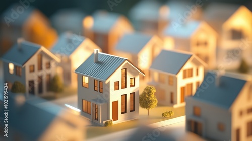 Wallpaper Mural A miniature model of a residential neighborhood showcasing various houses and properties. Torontodigital.ca