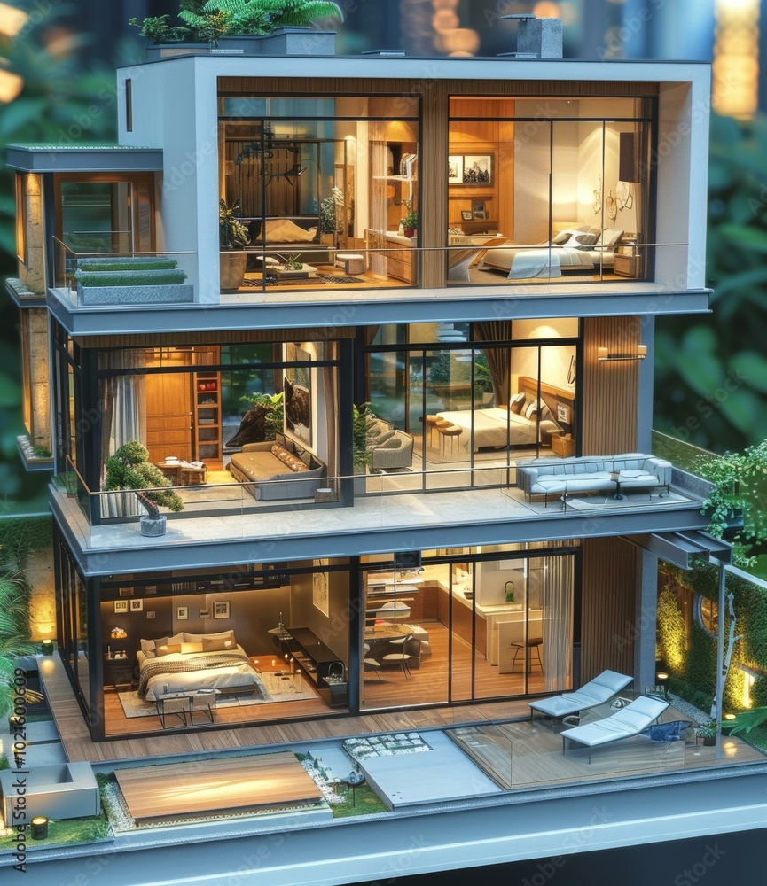 Fototapeta premium Modern Luxury House Exterior and Interior Design