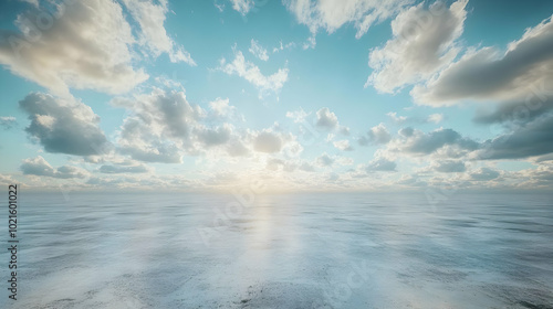 Ocean Horizon with Clouds Illustration