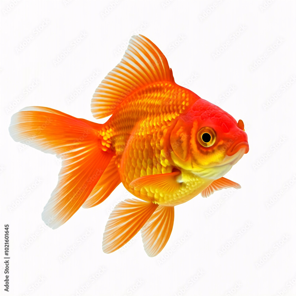 Fototapeta premium orange goldfish isolated on white background