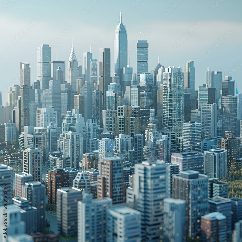 Obraz premium Digital Illustration of a Modern Cityscape