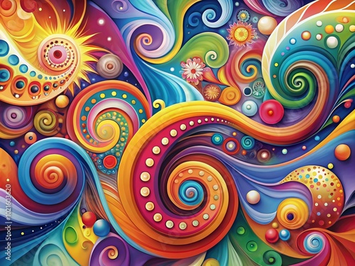 Vibrant Abstract Background with Colorful Swirls and Patterns for Creative Design Projects