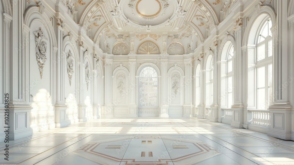 Obraz premium Elegant White Palace Hall Interior Design