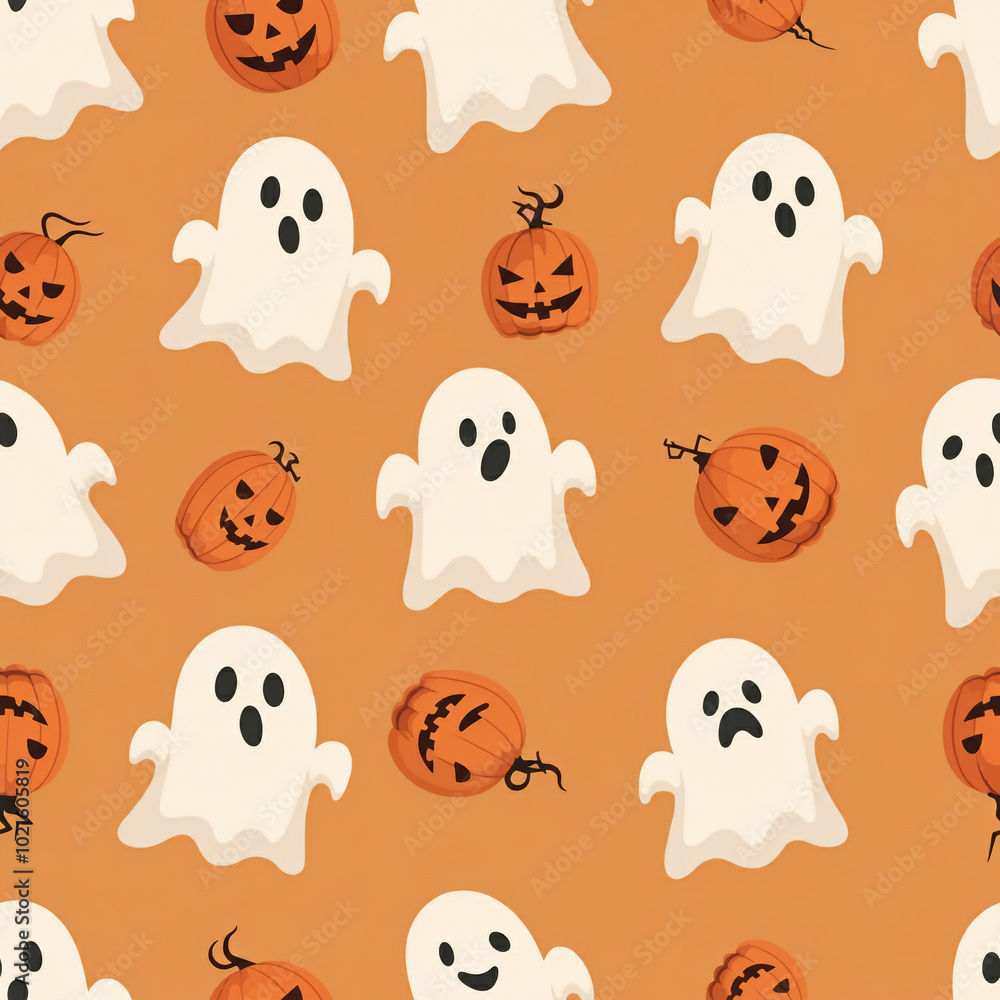 Halloween spooky ghost seamless pattern haunted background cute ghosts spooktober texture Halloween spooky ghost seamless pattern haunted background cute ghosts spooktober texture