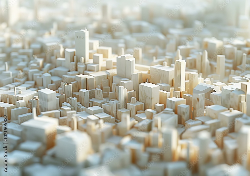 Obraz premium Abstract Cityscape Illustration with Cubic Buildings