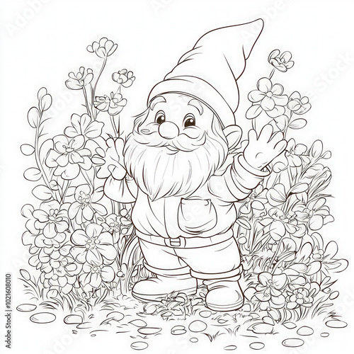 A garden gnome surrounded b...
