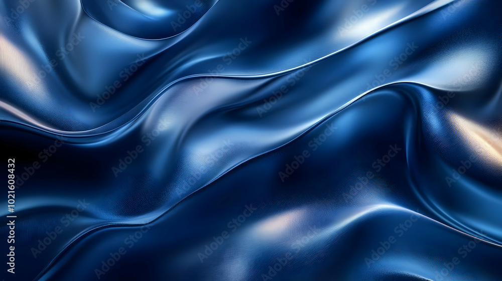 Obraz premium Abstract Blue Wavy Background - 3D Illustration