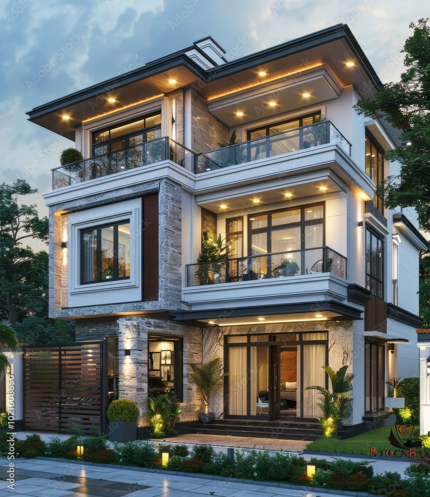 Fototapeta premium Modern Architectural Design of a Luxurious House Exterior