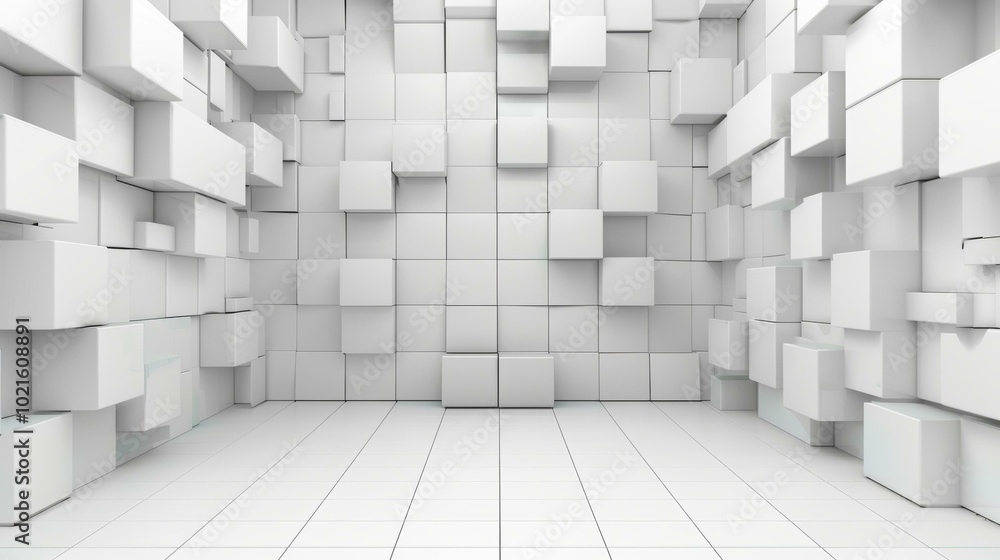 Three-dimensional white cube background Three-dimensional white cube background