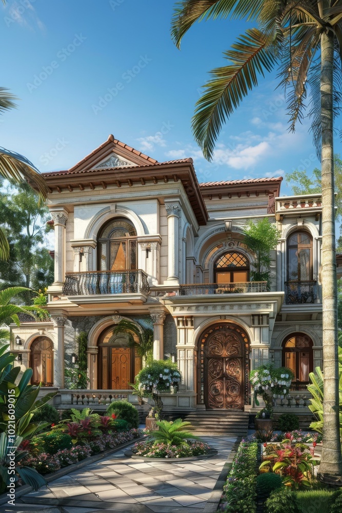 Luxury Mansion Exterior Design Illustration Luxury Mansion Exterior Design Illustration