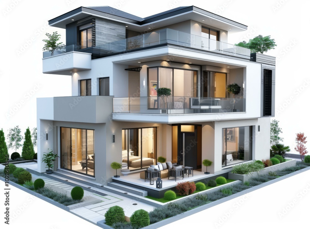 Modern House Exterior Design Illustration Modern House Exterior Design Illustration