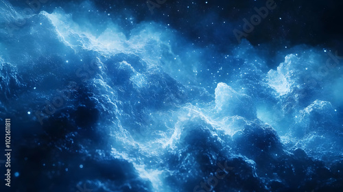 Abstract 3D Blue Cloud Background with Stars