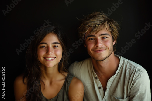 Happy Couple On Black Backg...