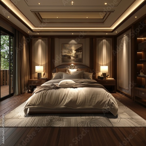 Elegant Master Bedroom Interior Design Illustration