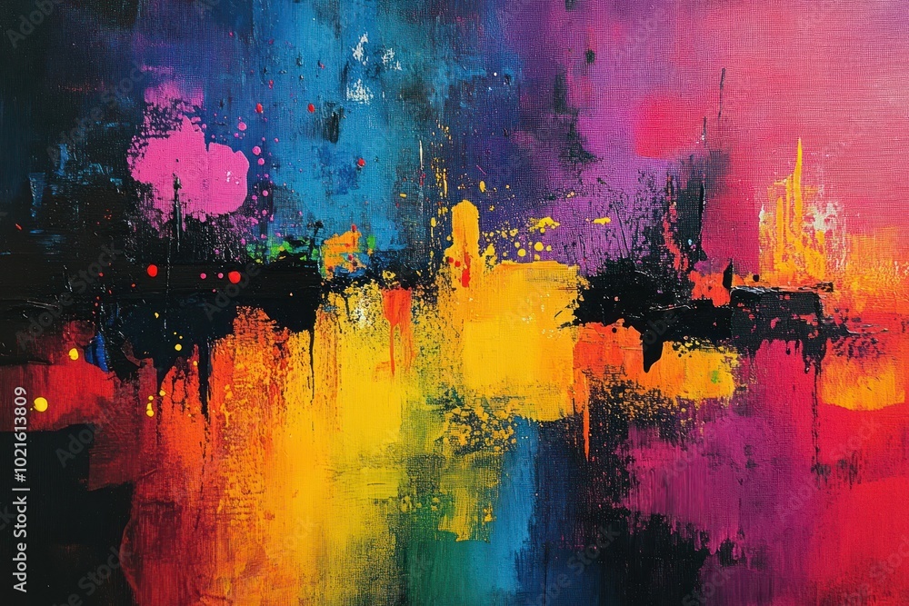 Abstract painting with vibrant colors and textures. Abstract painting with vibrant colors and textures.