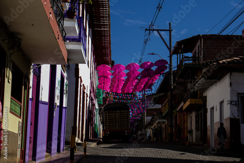 Beautiful streets of the Heritage Town of Jerico located in the Department of Antioquia in Colombia. photo