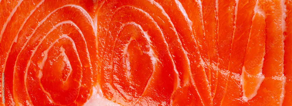 Salmon fish, trout fillet texture. Copy space. Top view. Salmon fish, trout fillet texture. Copy space. Top view.