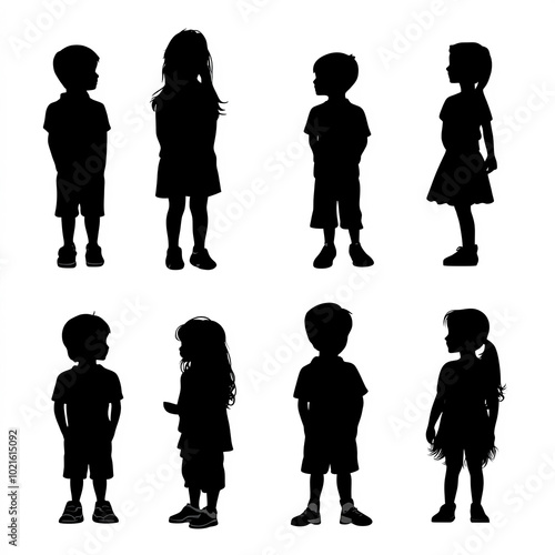 Kids Teens Silhouettes, Ill...