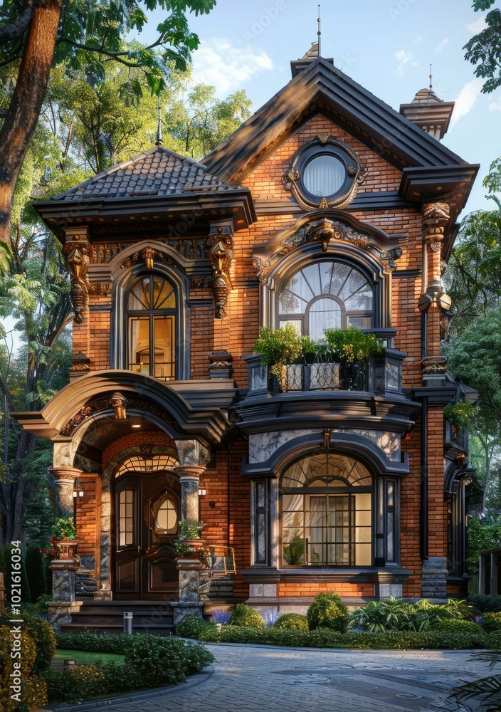 Victorian Era Architectural Illustration of a Grand House Victorian Era Architectural Illustration of a Grand House