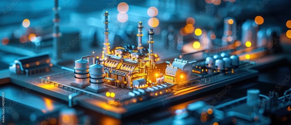 Fototapeta premium Nighttime Operations at a Salt Processing Facility