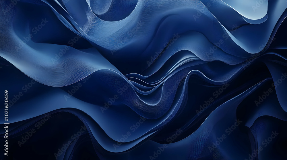 Fototapeta premium Abstract Blue Wavy 3D Background