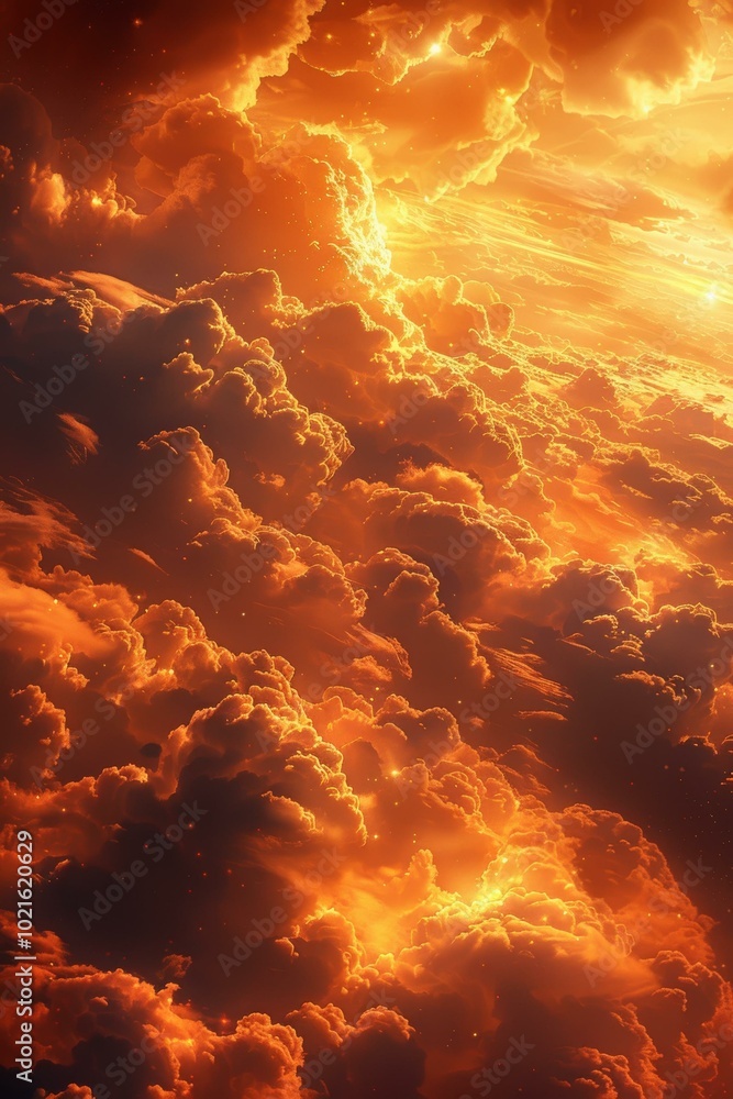 A beautiful landscape of a sea of clouds under the setting sun A beautiful landscape of a sea of clouds under the setting sun