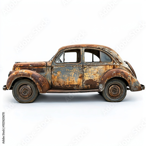 Old Rusty Car Isolated