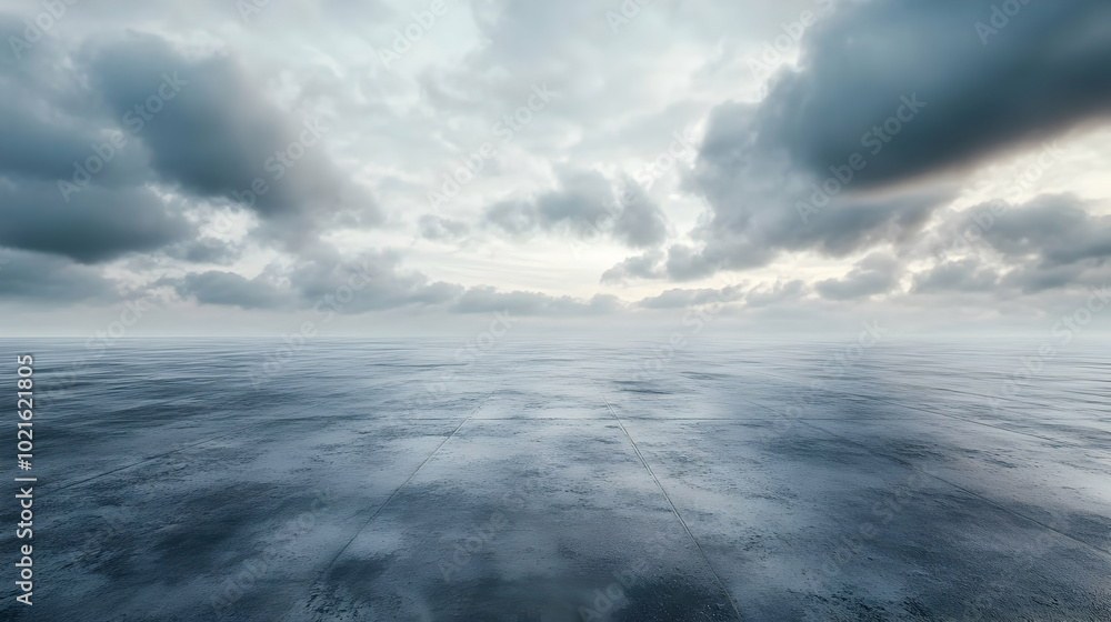 Fototapeta premium Cloudy Sky Above a Concrete Surface - Background Illustration