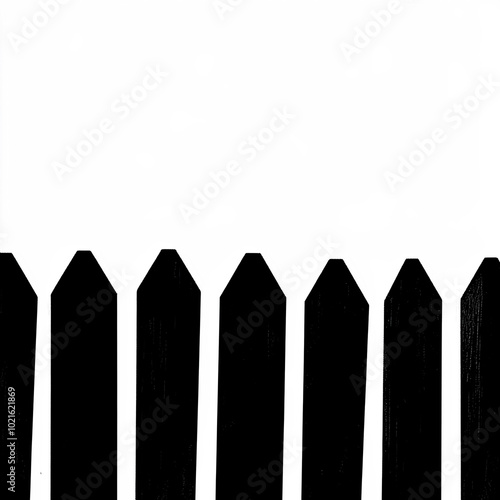 Picket Fence Silhouette, Illustration Isolated On White Background