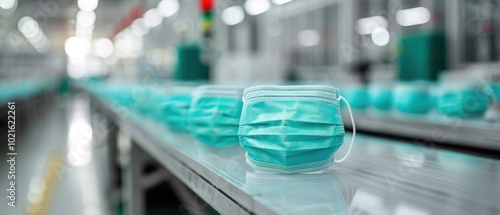 Wallpaper Mural Detailed View of Mask Production Line in Factory Setting Torontodigital.ca