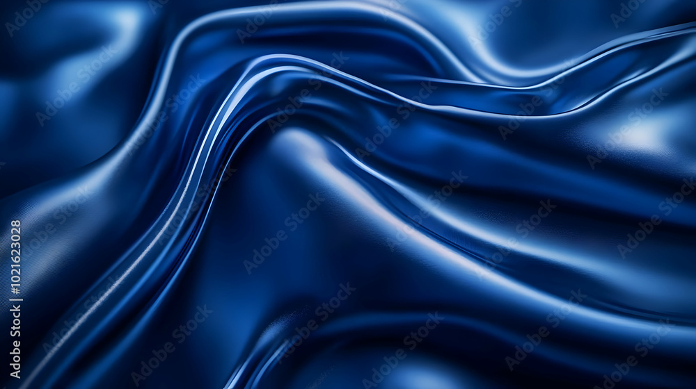 Fototapeta premium Abstract Blue Fabric Background, 3D Illustration