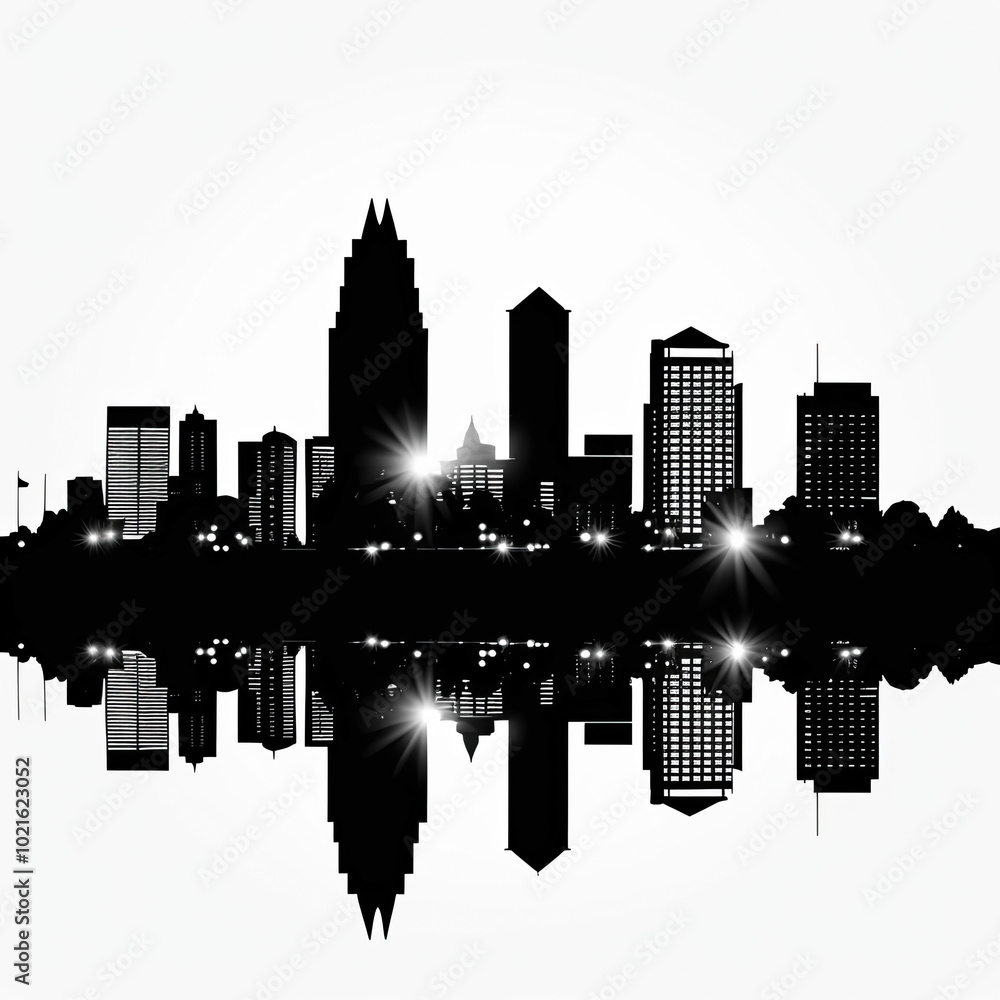 Raleigh Skyline Silhouette, Illustration Isolated On White Background Raleigh Skyline Silhouette, Illustration Isolated On White Background