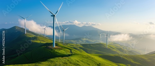 High Definition Drone Shot of Wind Turbines in Landscape