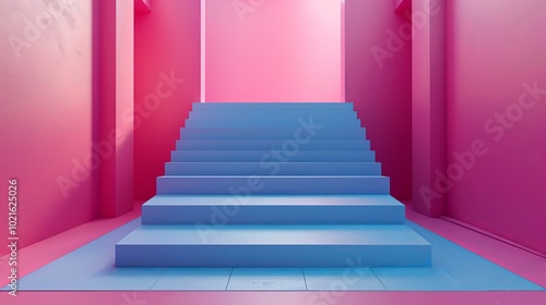 Abstract Pink and Blue Staircase Design