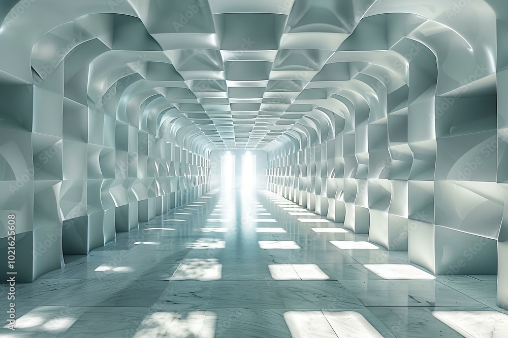 Obraz premium Futuristic Corridor with Light at the End