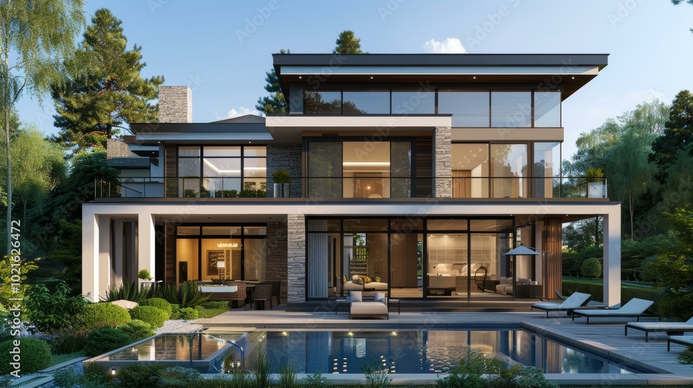 Fototapeta premium Modern Luxury Villa with Pool