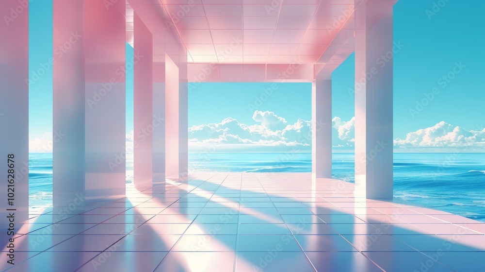 Fototapeta premium Pastel Dreamy Coastal Architecture