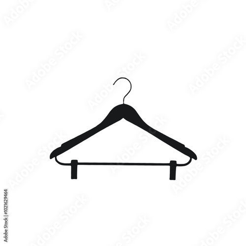 A black clothes hanger on a white background