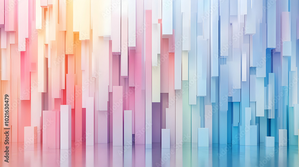 Abstract 3D Background with Vertical Bars in a Colorful Gradient Abstract 3D Background with Vertical Bars in a Colorful Gradient
