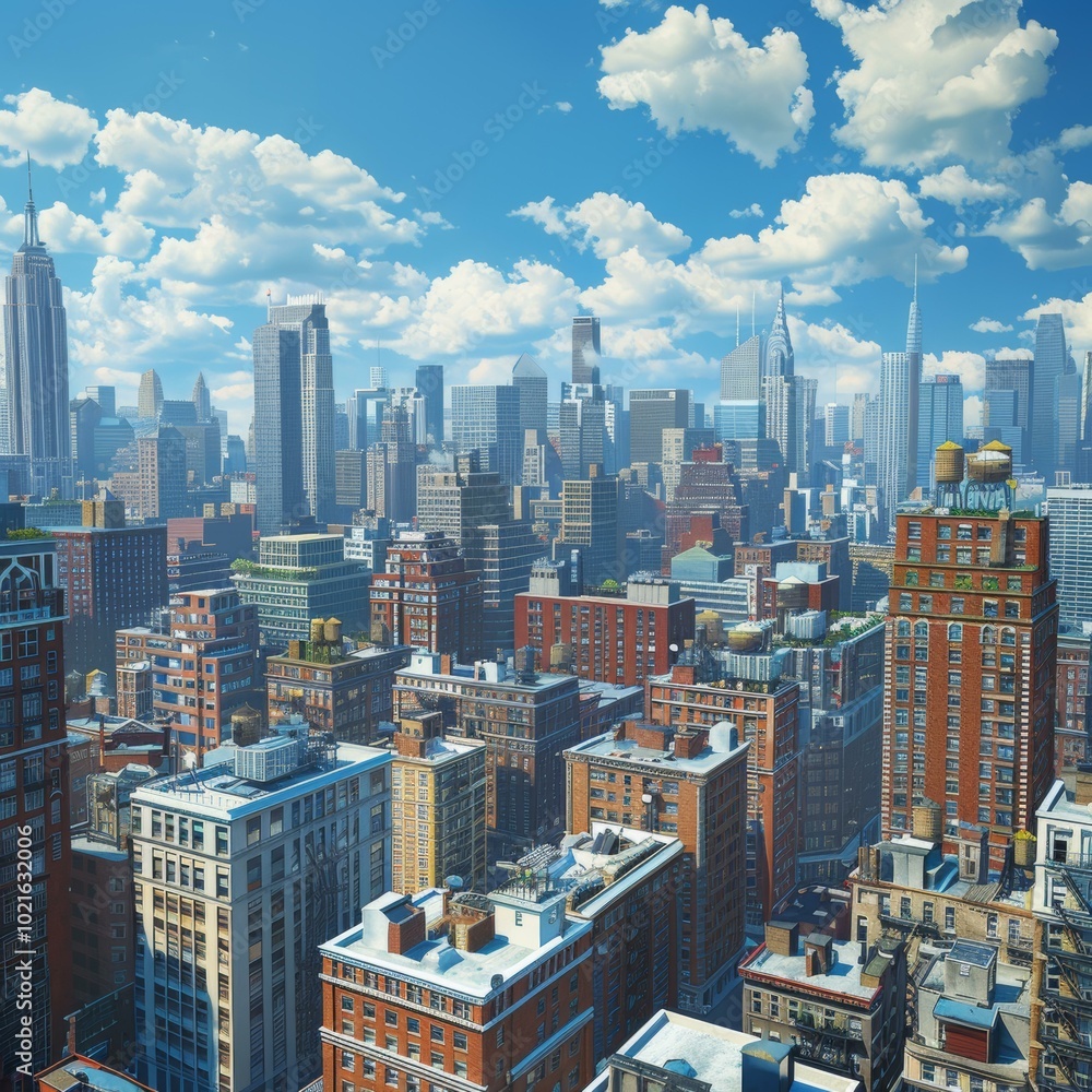 Obraz premium A Panoramic View of a Vibrant City Skyline