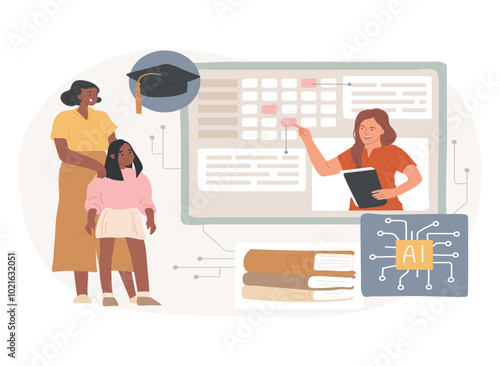 AI-Enhanced Parent-Teacher Communication abstract concept vector illustration.