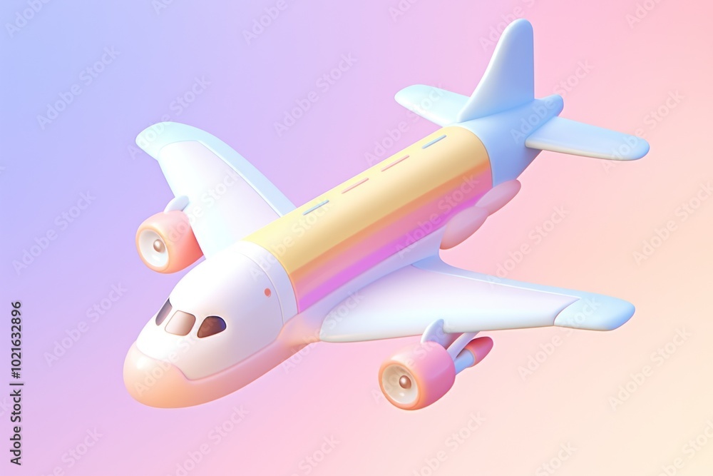 Fototapeta premium Pastel-Colored 3D Render of a Cartoon Airplane